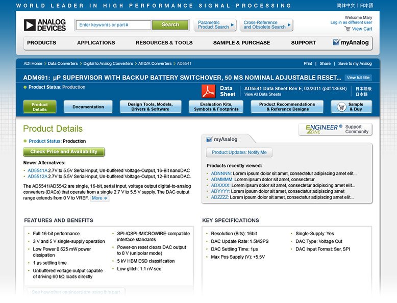 Screenshot product page