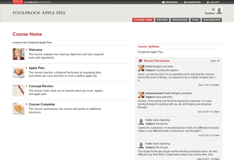 Screenshot Course Page