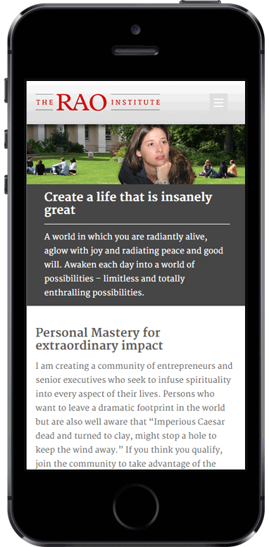 Screenshot homepage on mobile